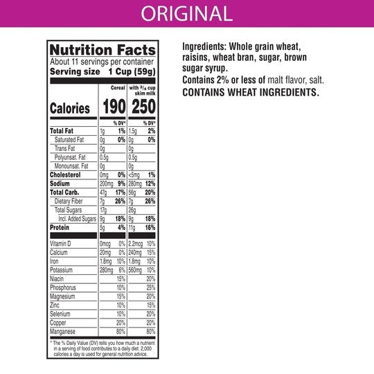 Kellogg's Raisin Bran Original Breakfast Cereal, Family Size, 24 oz Box