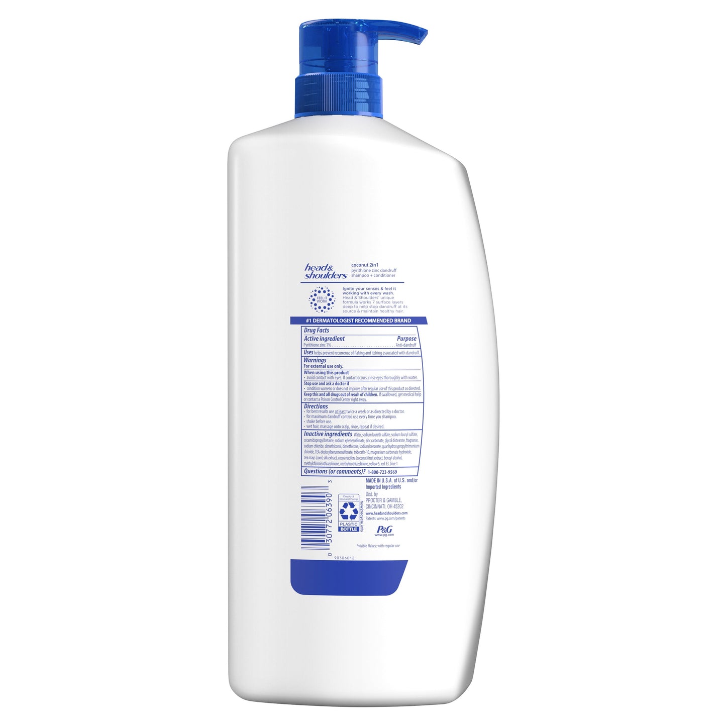 Head & Shoulders 2 in 1 Dandruff Shampoo and Conditioner, Coconut, 28.2 oz