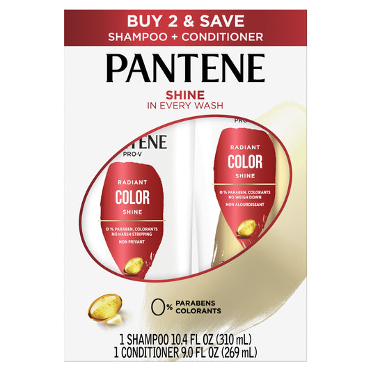 Pantene Pro-V Radiant Color Shine Shampoo, All Hair Types,10.4 fl oz + Conditioner, 9.0 fl oz