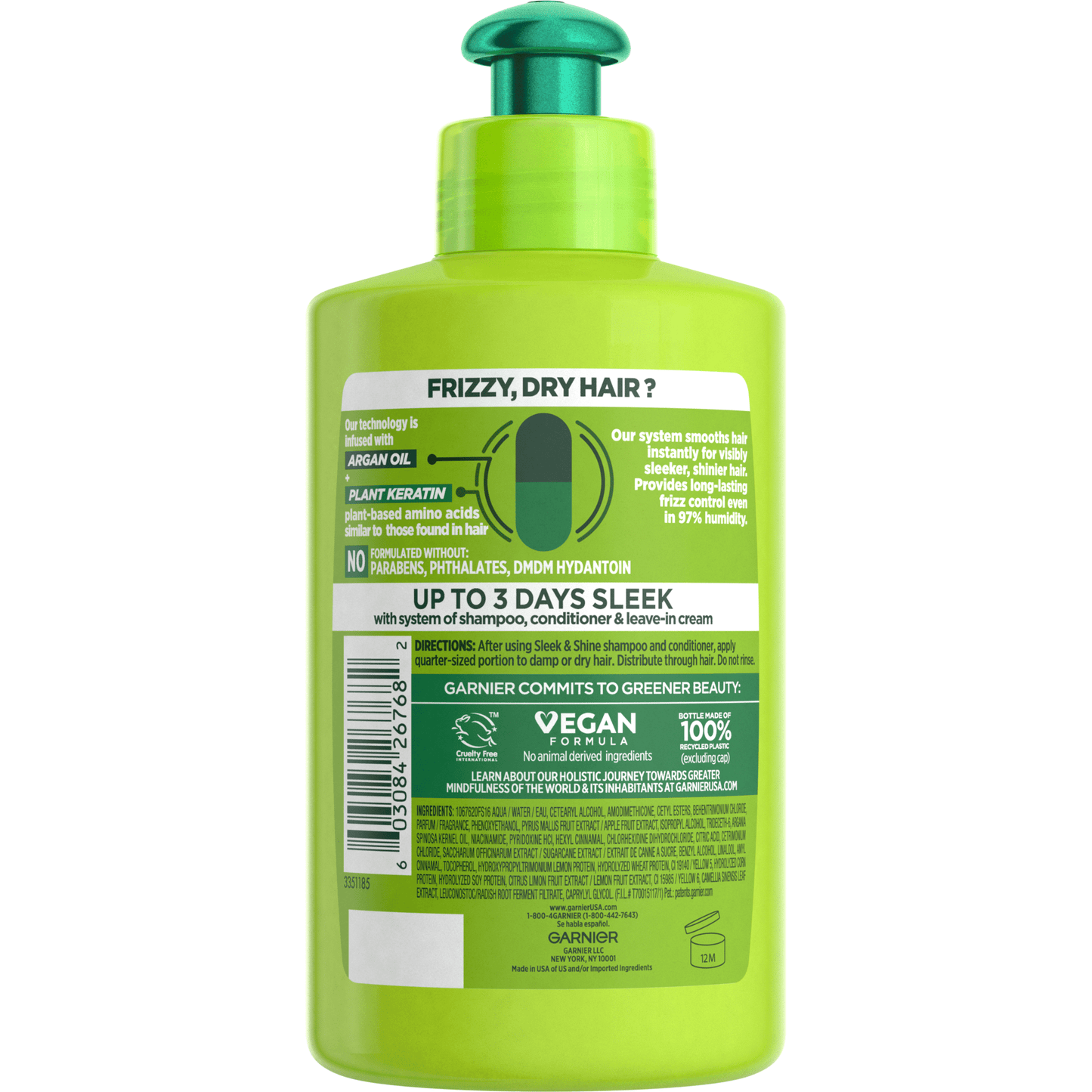 Garnier Fructis Sleek and Shine Leave In Conditioner with Argan Oil, 10.2 fl oz