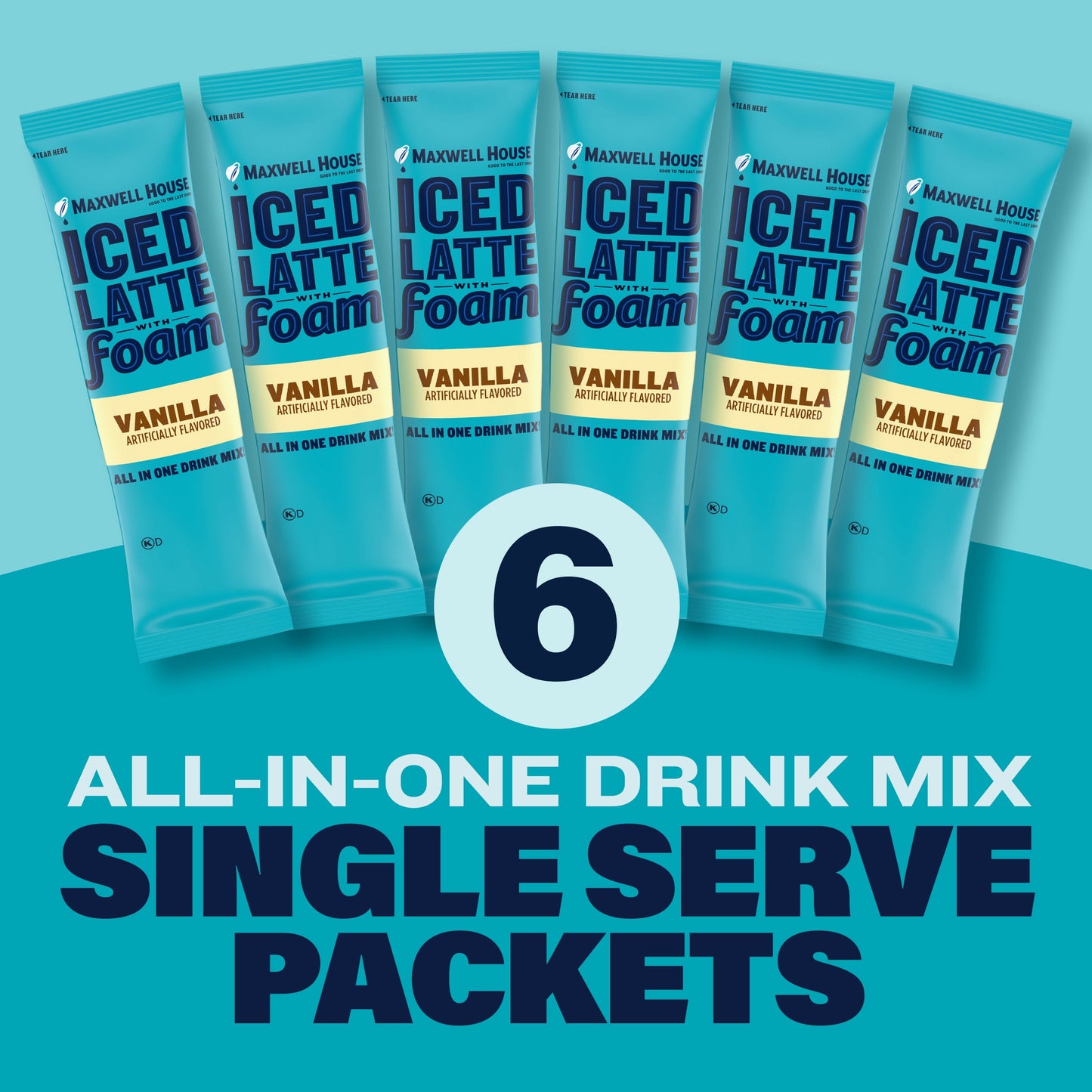 Maxwell House Iced Vanilla Latte with Foam Instant Coffee Drink Mix, 5.92 oz, 6 Packets
