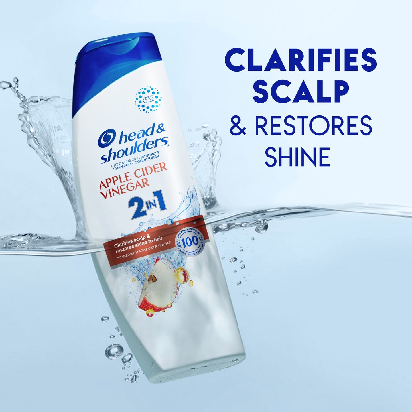 Head & Shoulders 2 in 1 Dandruff Shampoo and Conditioner, Apple Cider Vinegar, 12.5 oz