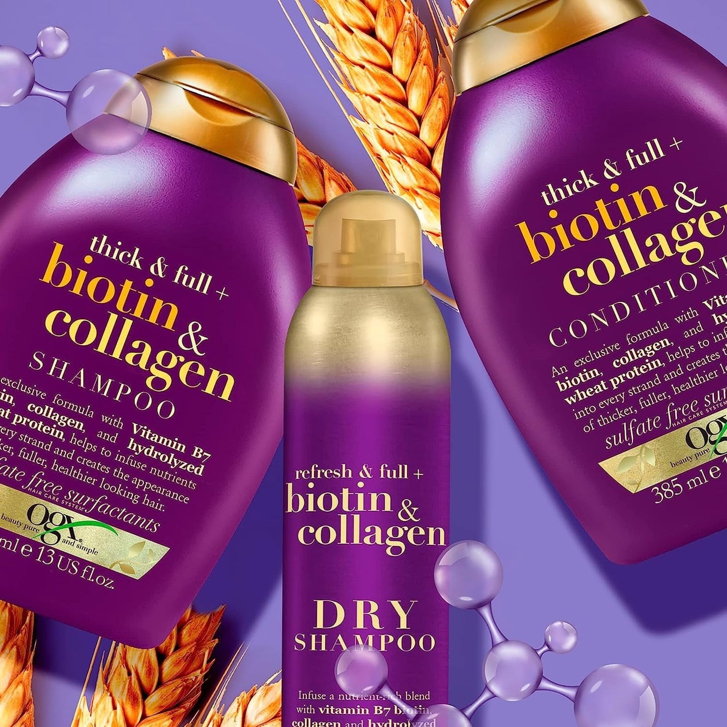 OGX Biotin & Collagen Thickening Volumizing Daily Conditioner with Vitamin B7 & Hydrolyzed Wheat Protein, 13 fl oz