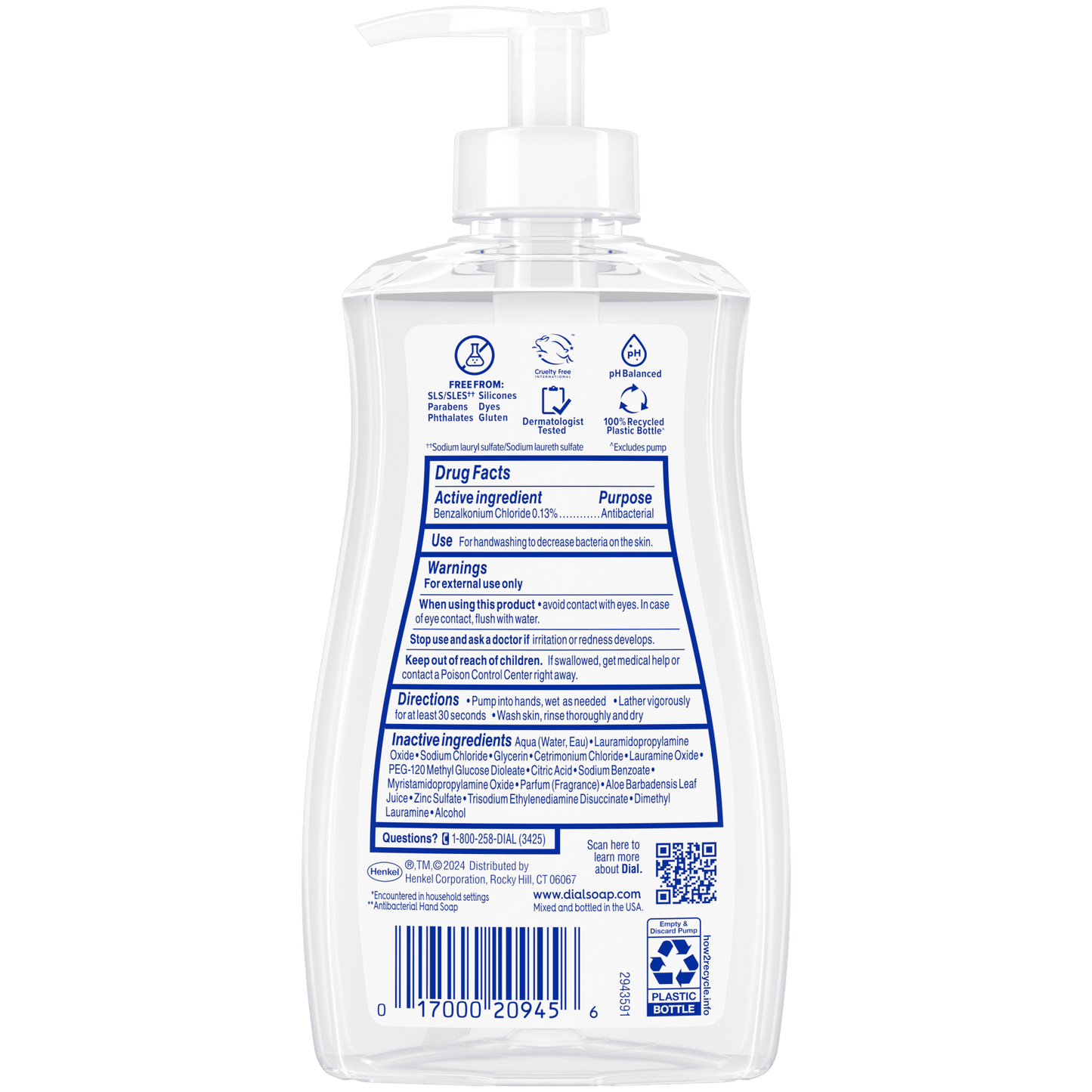 Dial Antibacterial Liquid Hand Soap, Aloe Scent, 11 fl oz