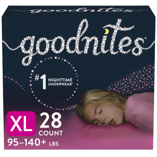Goodnites Nighttime Bedwetting Underwear for Girls, XL, 28 Ct