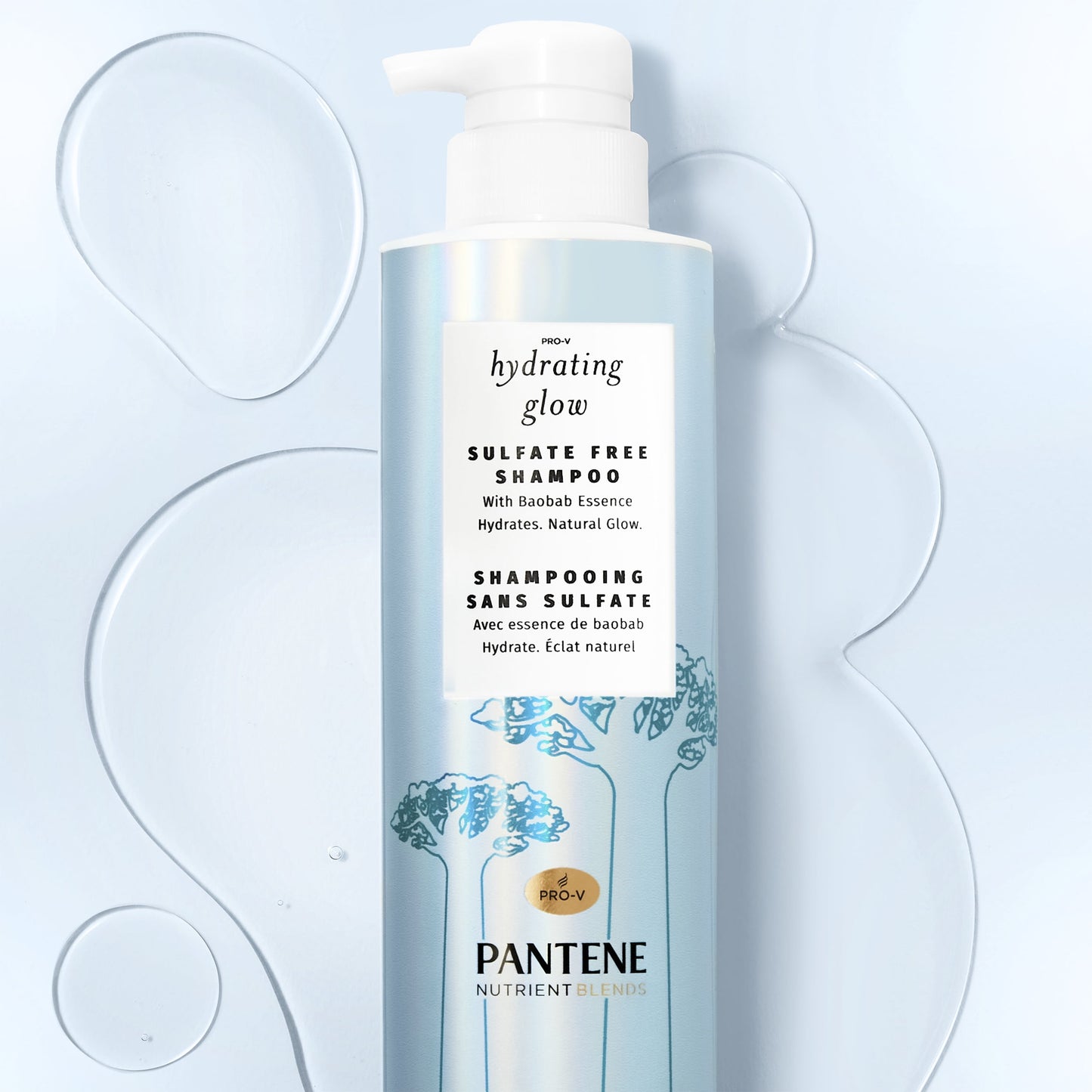 Pantene Nutrient Blends Hydrating Glow Shampoo with Baobab Essence, Sulfate Free, 14.9 fl oz