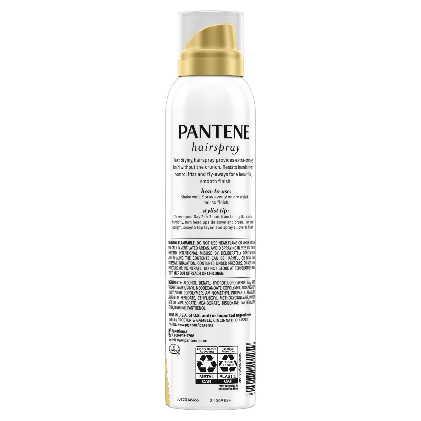 PANTENE Pro-V Extra Strong Hold Alcohol Free* Level 5 Hairspray, 7.0 oz Unisex