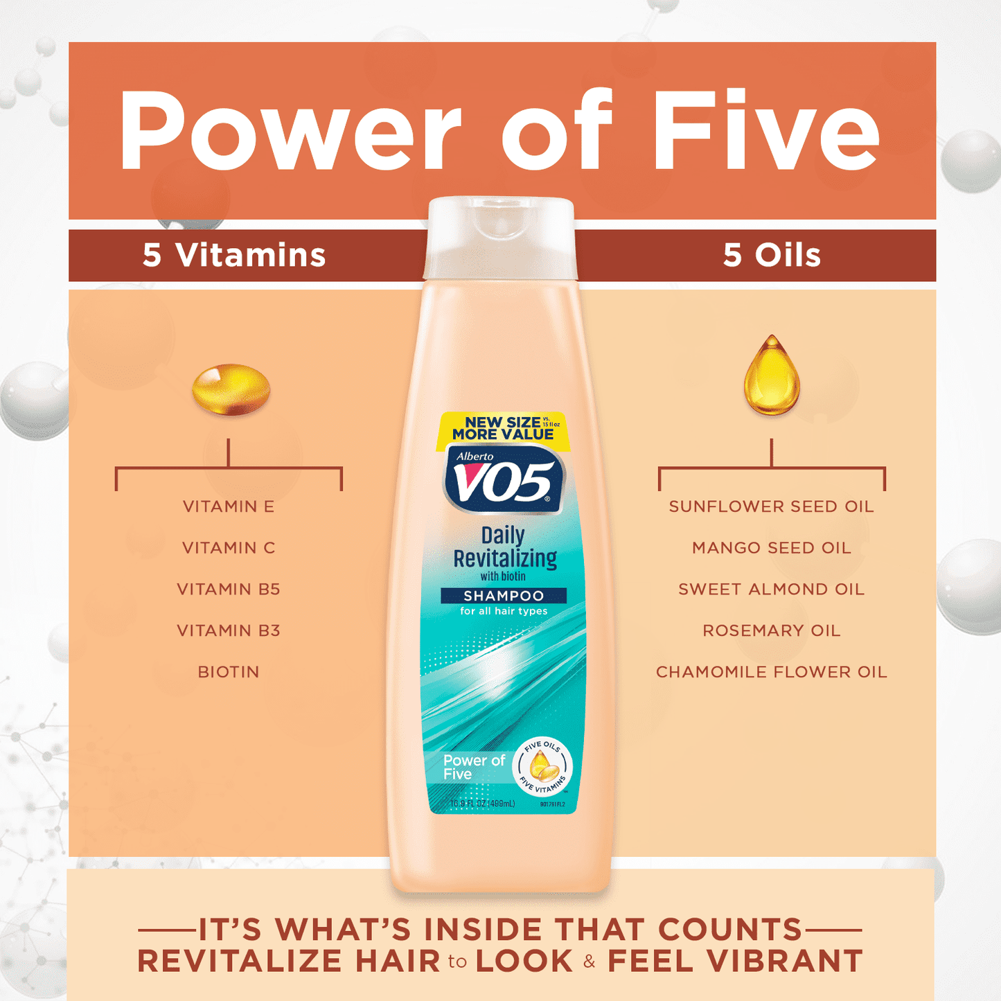 Alberto VO5 Daily Revitalizing Shampoo with Biotin, for All Hair Types,16.9 fl oz
