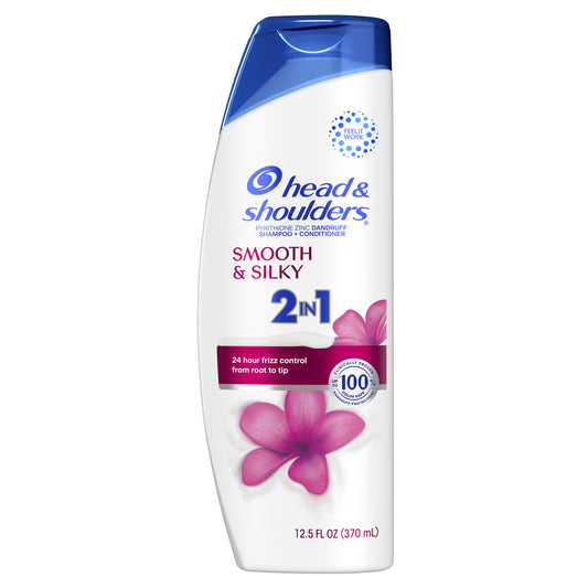 Head & Shoulders 2 in 1 Dandruff Shampoo and Conditioner, Smooth and Silky, 12.5 oz