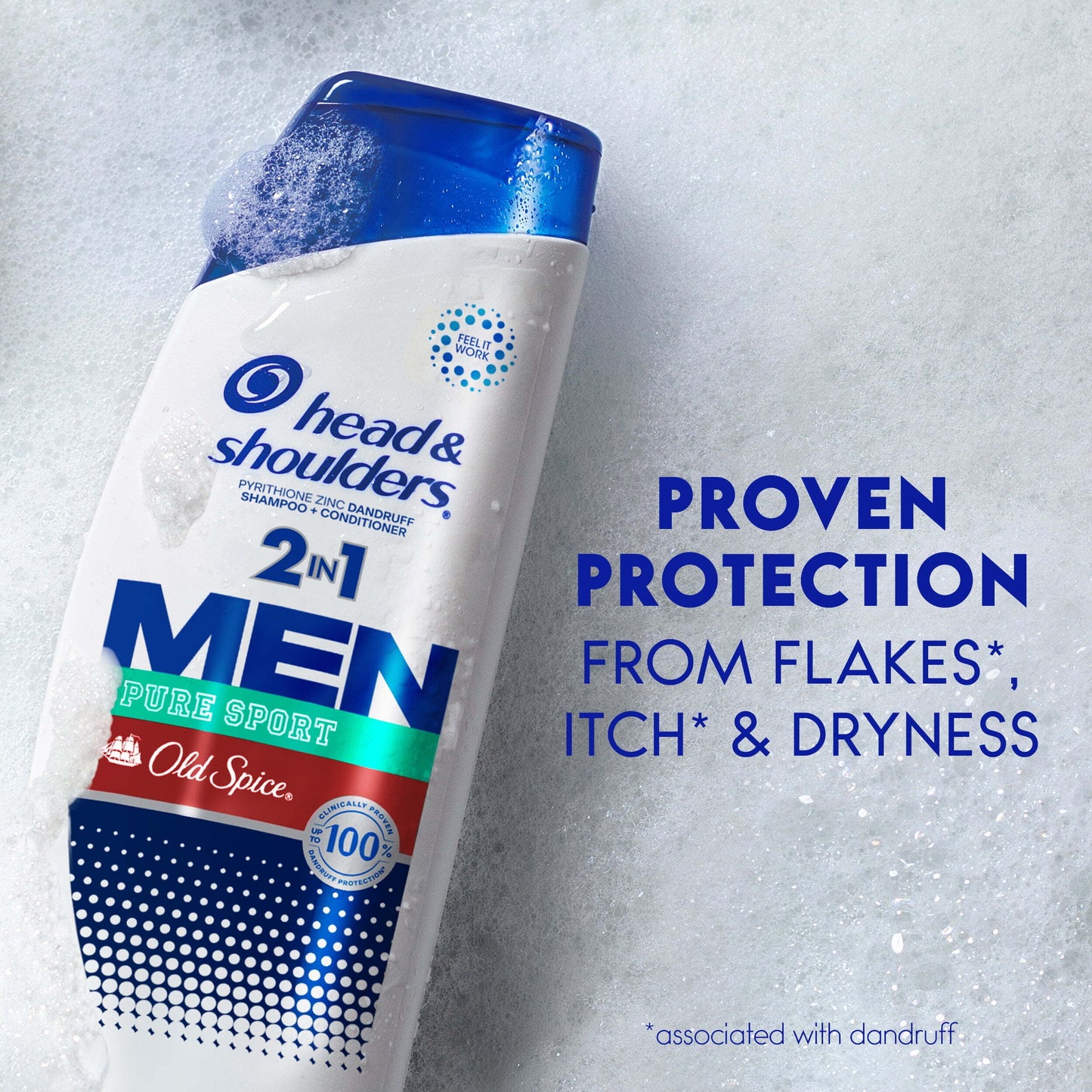 Head & Shoulders Men's 2 in 1 Dandruff Shampoo and Conditioner, Old Spice Pure Sport, 20.7 fl oz