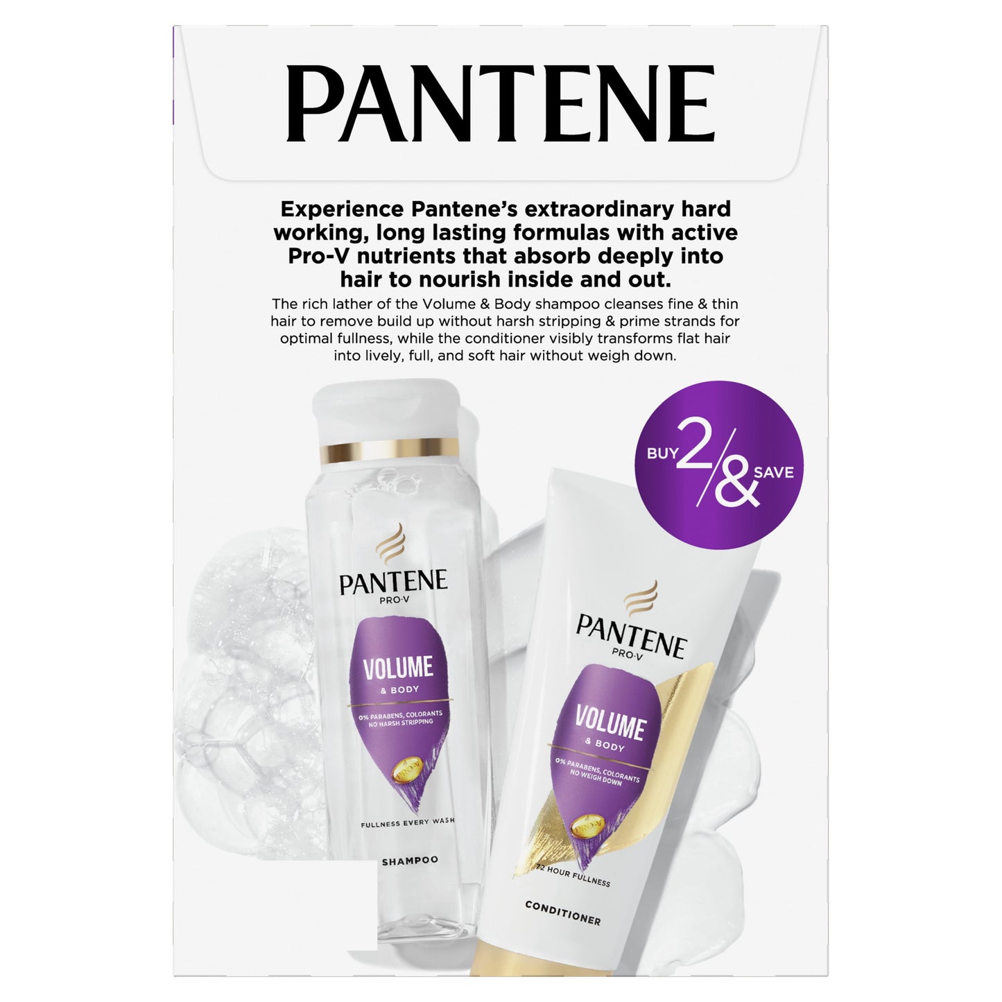 Pantene Pro-V Volume & Body Shampoo 10.4 fl oz + Conditioner 9.0 fl oz, All Hair Types