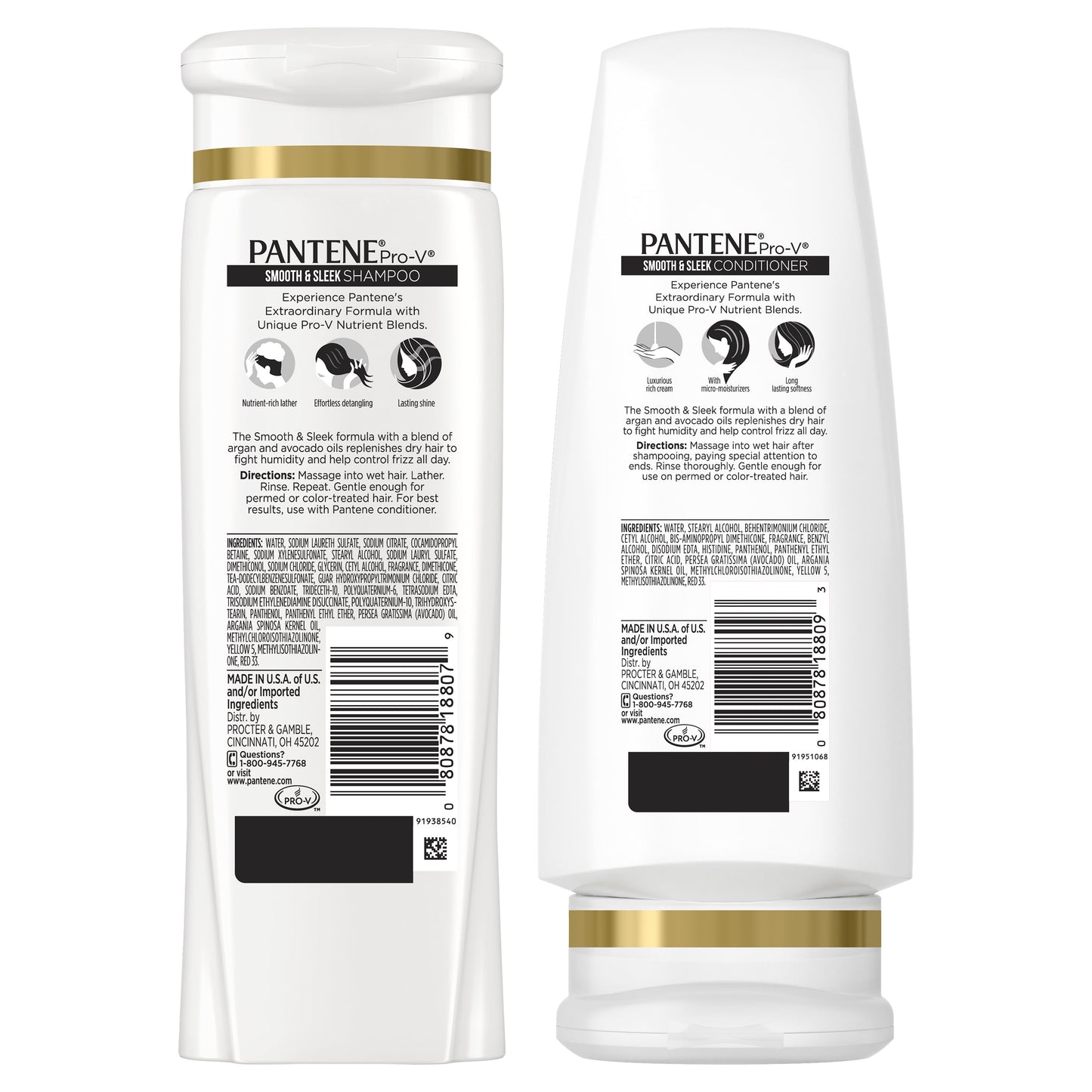 Pantene Shampoo Conditioner Pack, Smooth and Sleek, 10.5-11 Oz