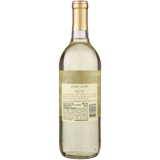 Oak Leaf Vineyards Moscato White Wine, 750 ml Glass, ABV 10.00%