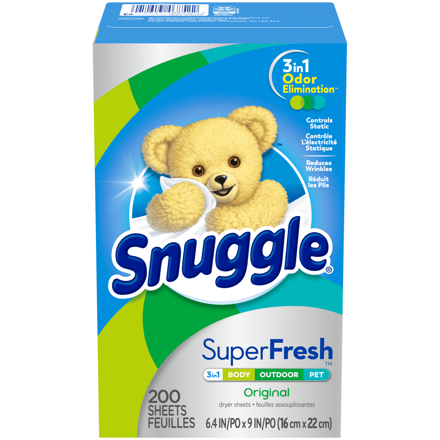 Snuggle Plus SuperFresh Fabric Softener Dryer Sheets with Static Control and Odor Eliminating Technology, Original, 200 Count