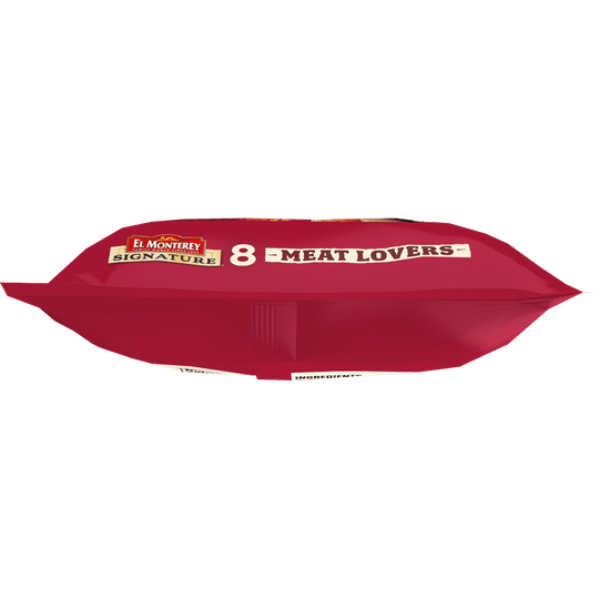 El Monterey Signature Meat Lovers Egg, Sausage, Bacon & Cheese Burritos 8 Count, 36 oz (Frozen)