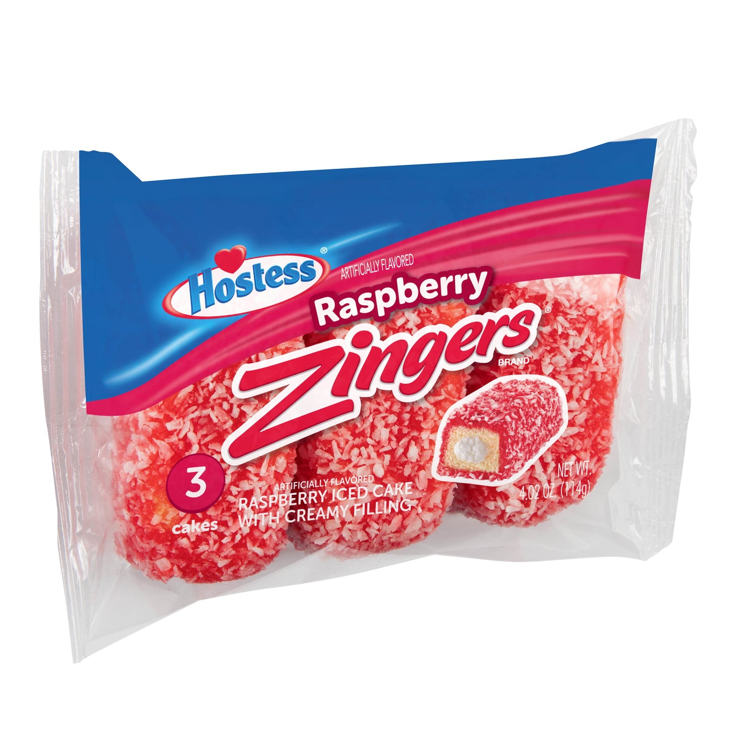 Hostess Raspberry Zingers, Single Serve, 3 Count, 4.02 oz