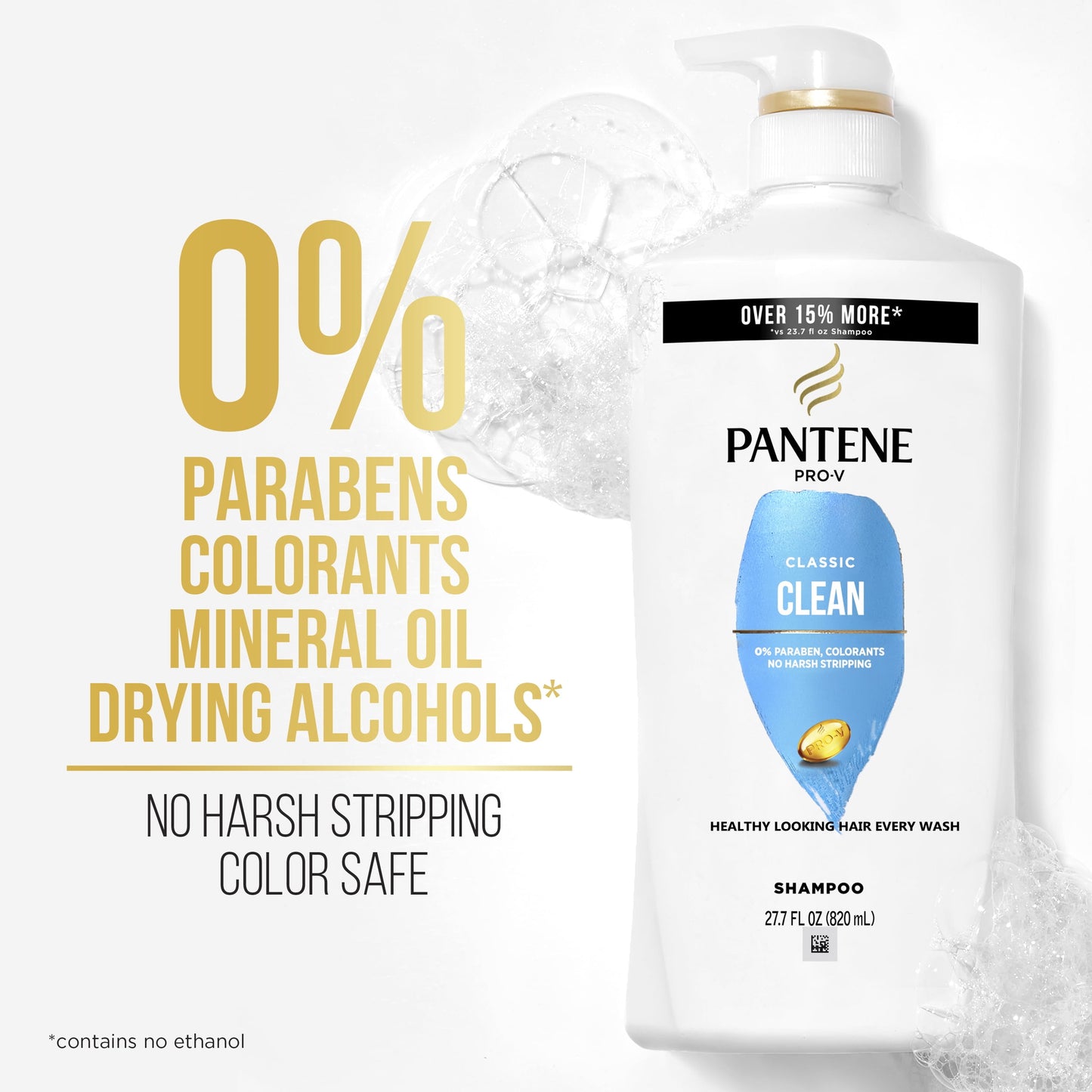 Pantene Pro-V Classic Clean Shampoo, All Hair Types, 27.7 fl oz