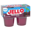 Jell-O Black Cherry Sugar Free Jello Cups Gelatin Snack, 4 Ct Cups
