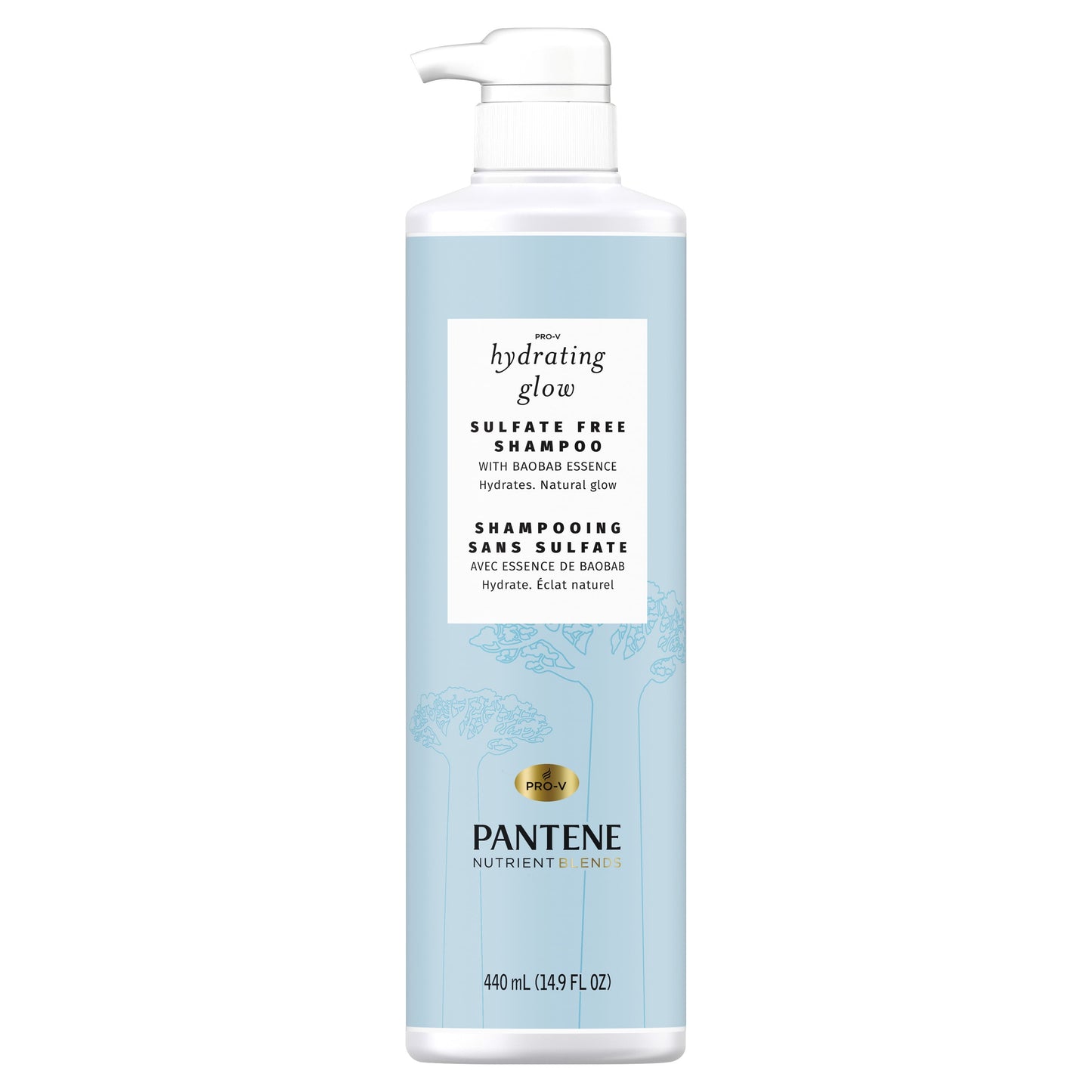 Pantene Nutrient Blends Hydrating Glow Shampoo with Baobab Essence, Sulfate Free, 14.9 fl oz