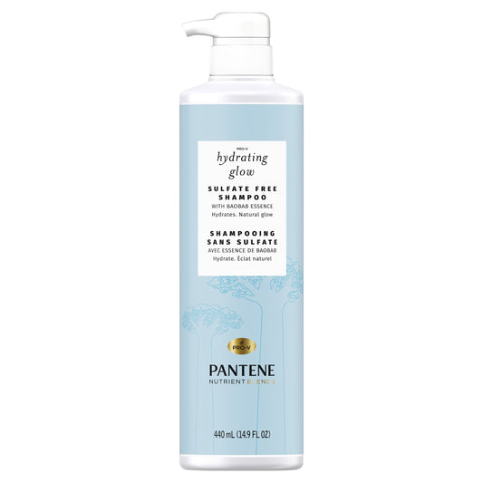 Pantene Nutrient Blends Hydrating Glow Shampoo with Baobab Essence, Sulfate Free, 14.9 fl oz