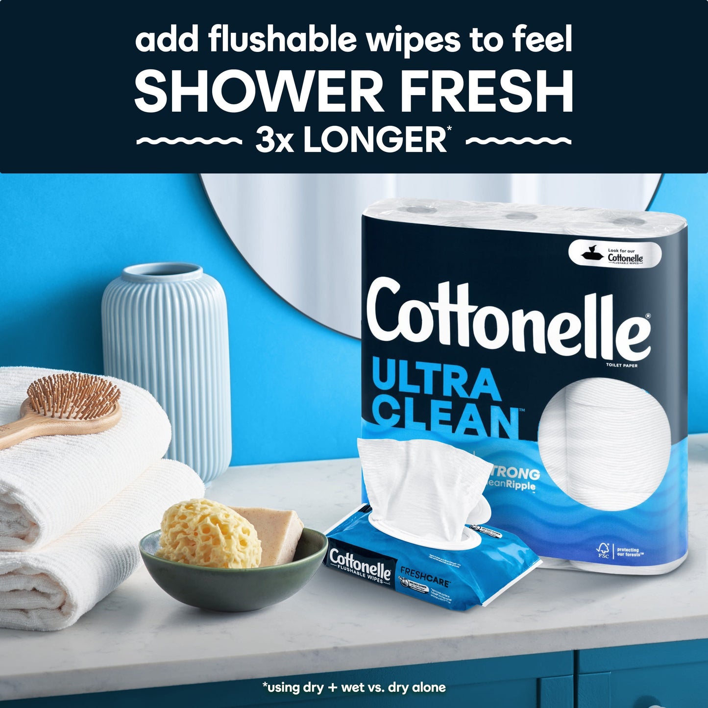 Cottonelle Ultra Clean Toilet Paper, 24 Mega Rolls, 312 Sheets Per Roll (7,488 Total)