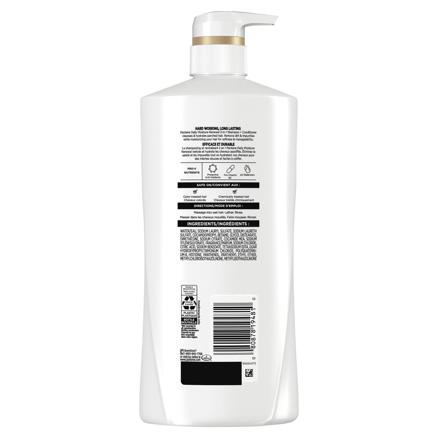 Pantene Pro-V Daily Moisture Renewal 2 in 1 Shampoo + Conditioner, for All Hair Types, 17.9 fl oz