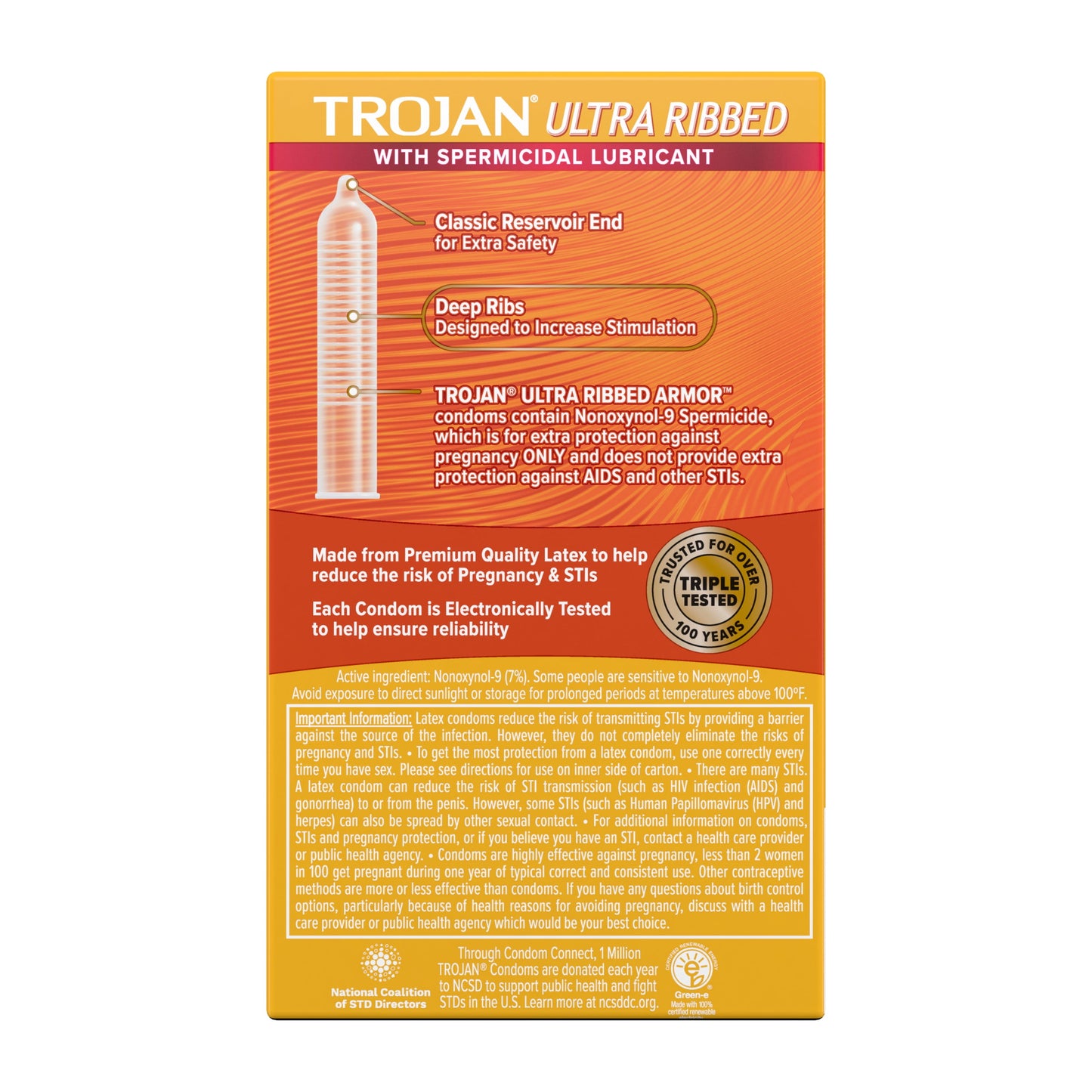 TROJAN Stimulations Ultra Ribbed Spermicidal Lubricated Condoms, 12 Count