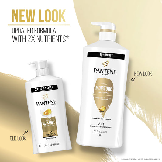 Pantene Pro-V Daily Moisture Renewal 2 in 1 Moisturizing Shampoo + Conditioner, 27.7 fl oz