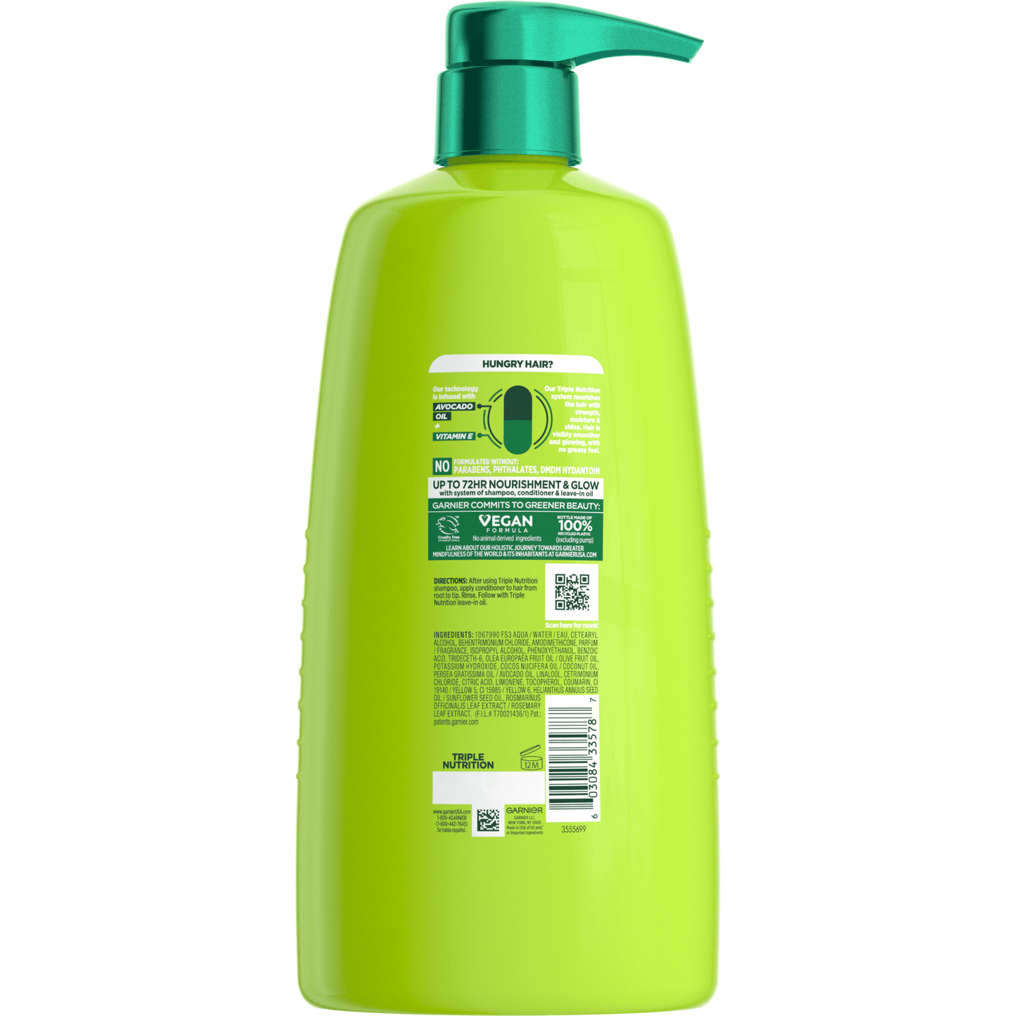 Garnier Fructis Triple Nutrition Fortifying Conditioner with Avocado Oil, 33.8 fl oz