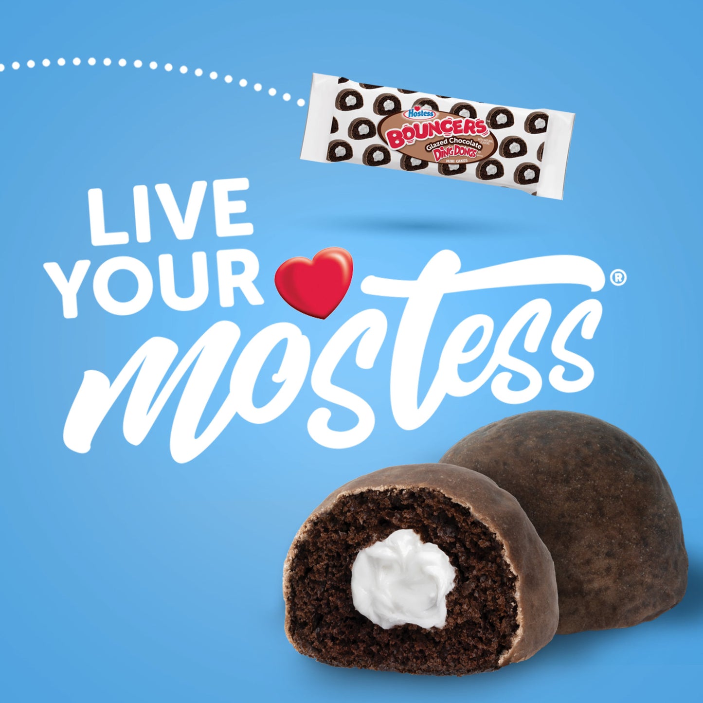HOSTESS BOUNCERS Glazed Chocolate DING DONGS, Packable Pouches, 5 Pouches , 8.2 oz