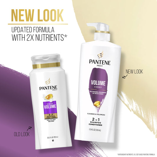 Pantene Pro-V Volume & Body 2in1 Shampoo + Conditioner, 17.9oz