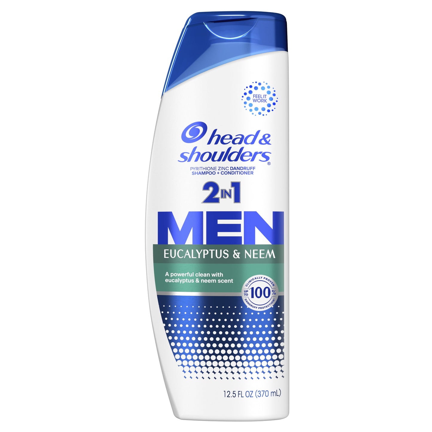 Head & Shoulders Mens 2 in 1 Dandruff Shampoo and Conditioner, Eucalyptus & Neem, 12.5 oz