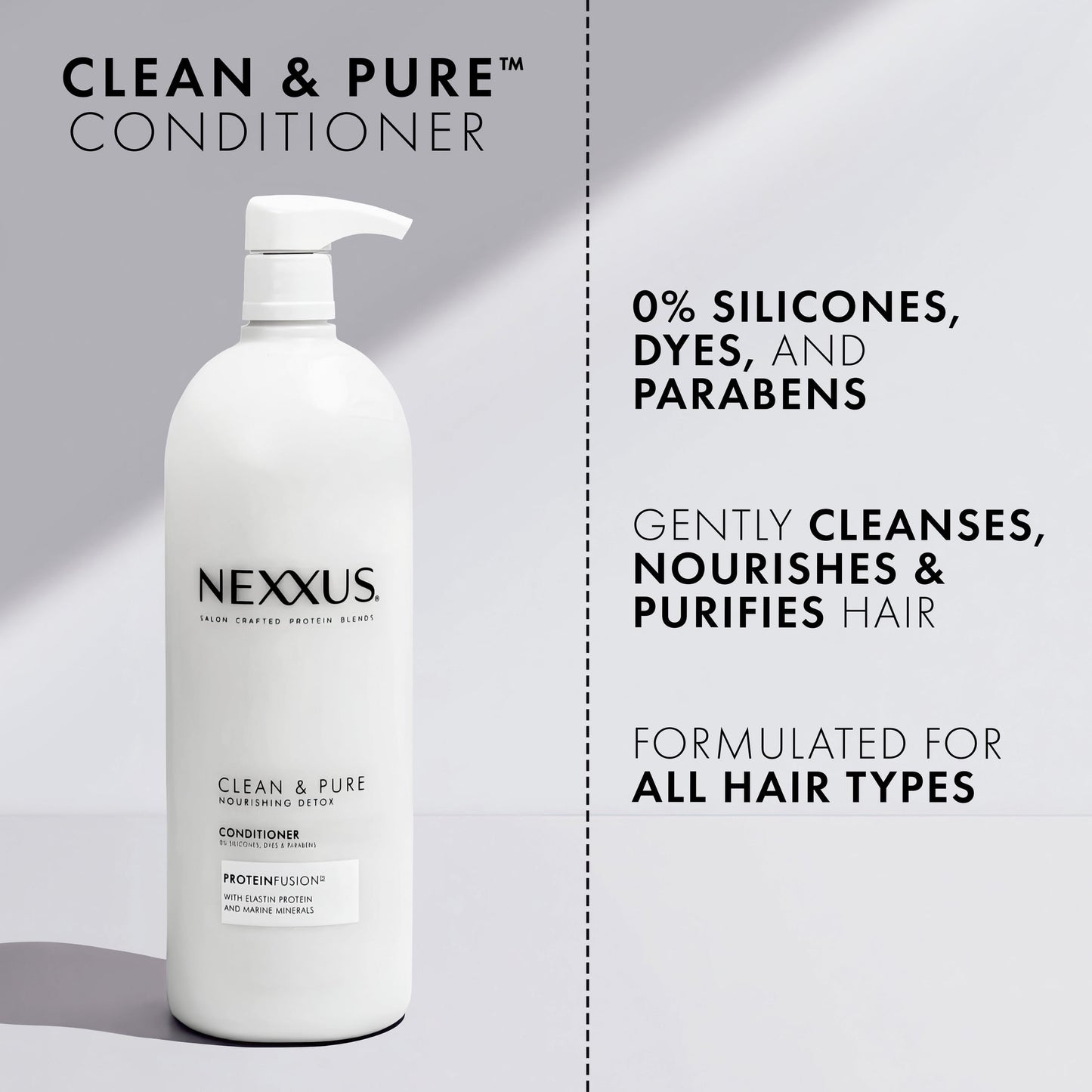 Nexxus Clean and Pure Nourishing Detox Daily Conditioner Elastin Protein All Hair Types, 16.5 fl oz