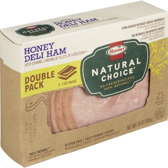 HORMEL NATURAL CHOICE Sliced Honey Deli Pork Ham Lunch Meat, 14 oz Plastic Package