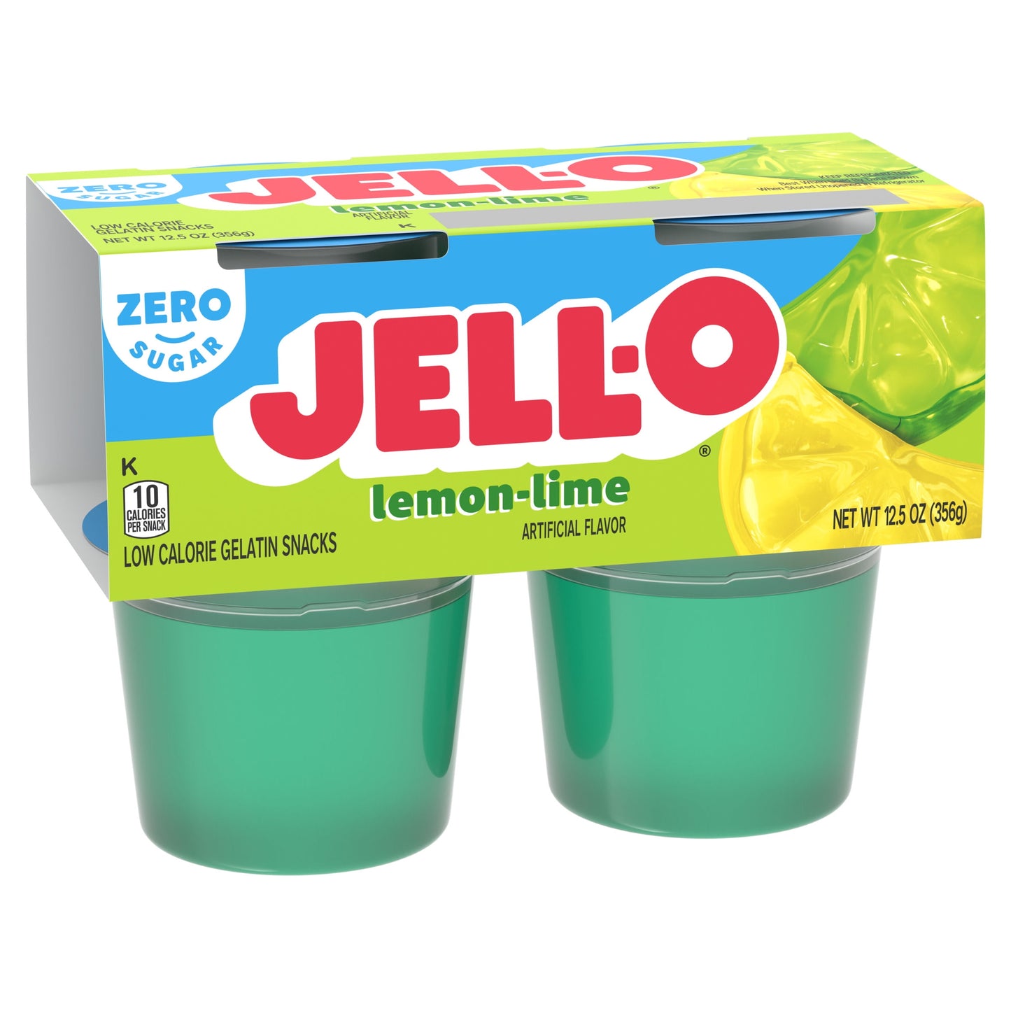 Jell-O Lemon-Lime Sugar Free Jello Cups Gelatin Snack, 4 Ct Cups