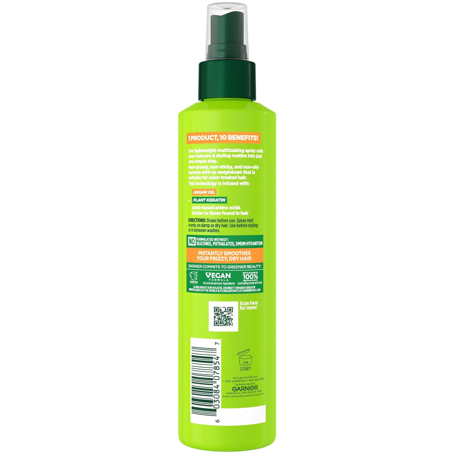 Garnier Fructis Sleek and Shine 10 in 1 Hairspray with Plant Keratin, 8.1 fl oz