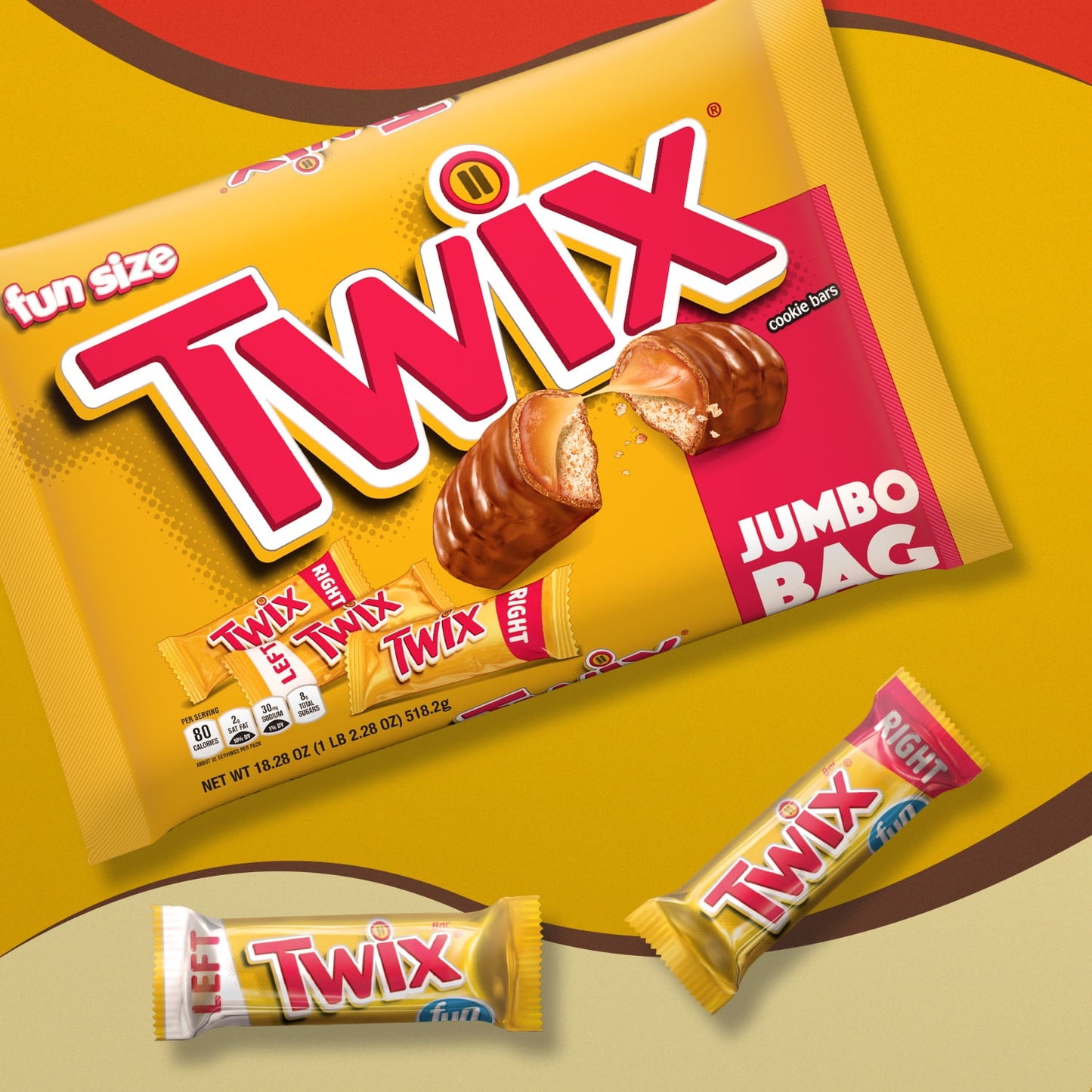 Twix Caramel Fun Size Chocolate Cookie Candy Bars - 18.28 oz Bag