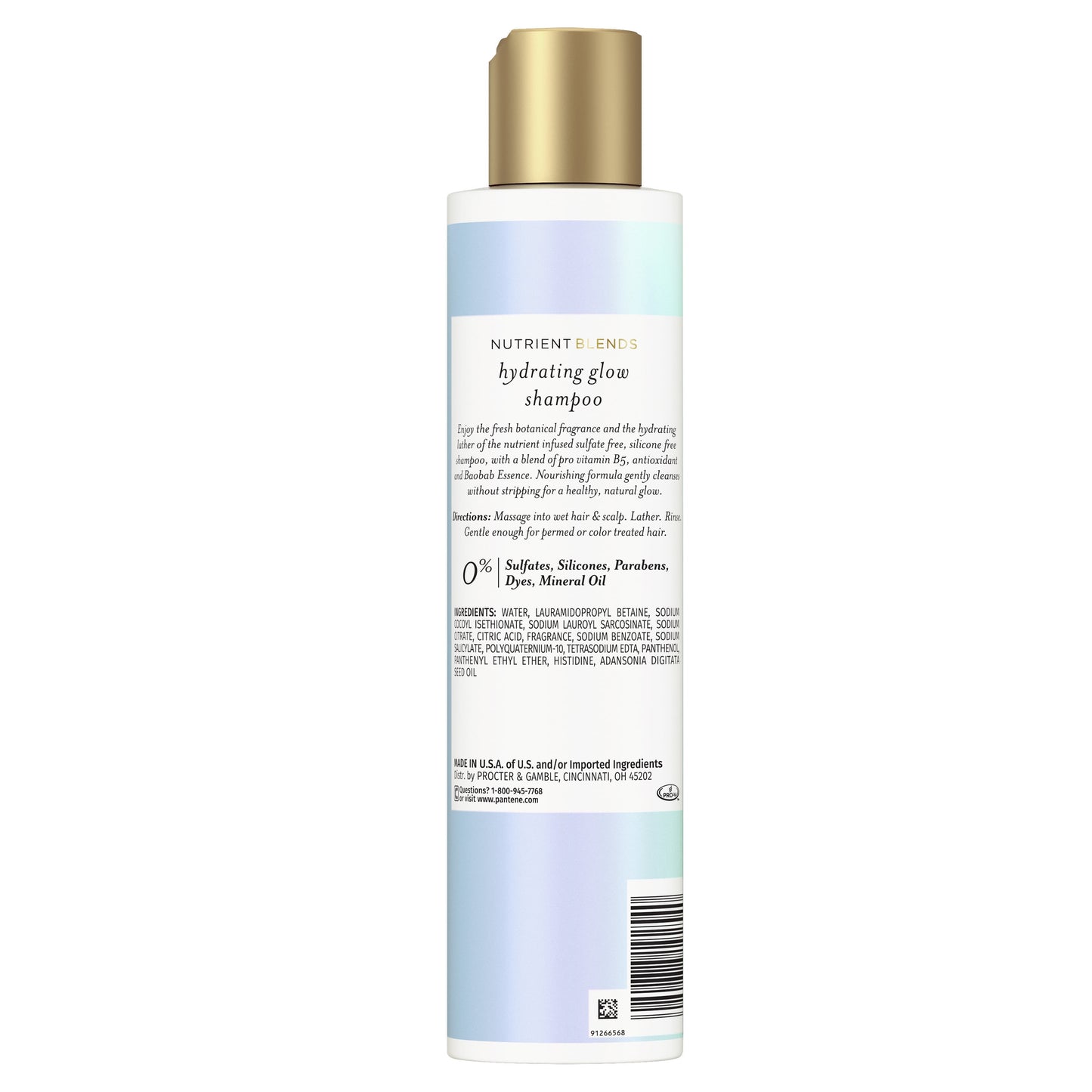 Pantene Hydrating Glow Baobab Essence Shampoo, All Hair Types, Sulfate & Silicone Free, 9.6 fl oz