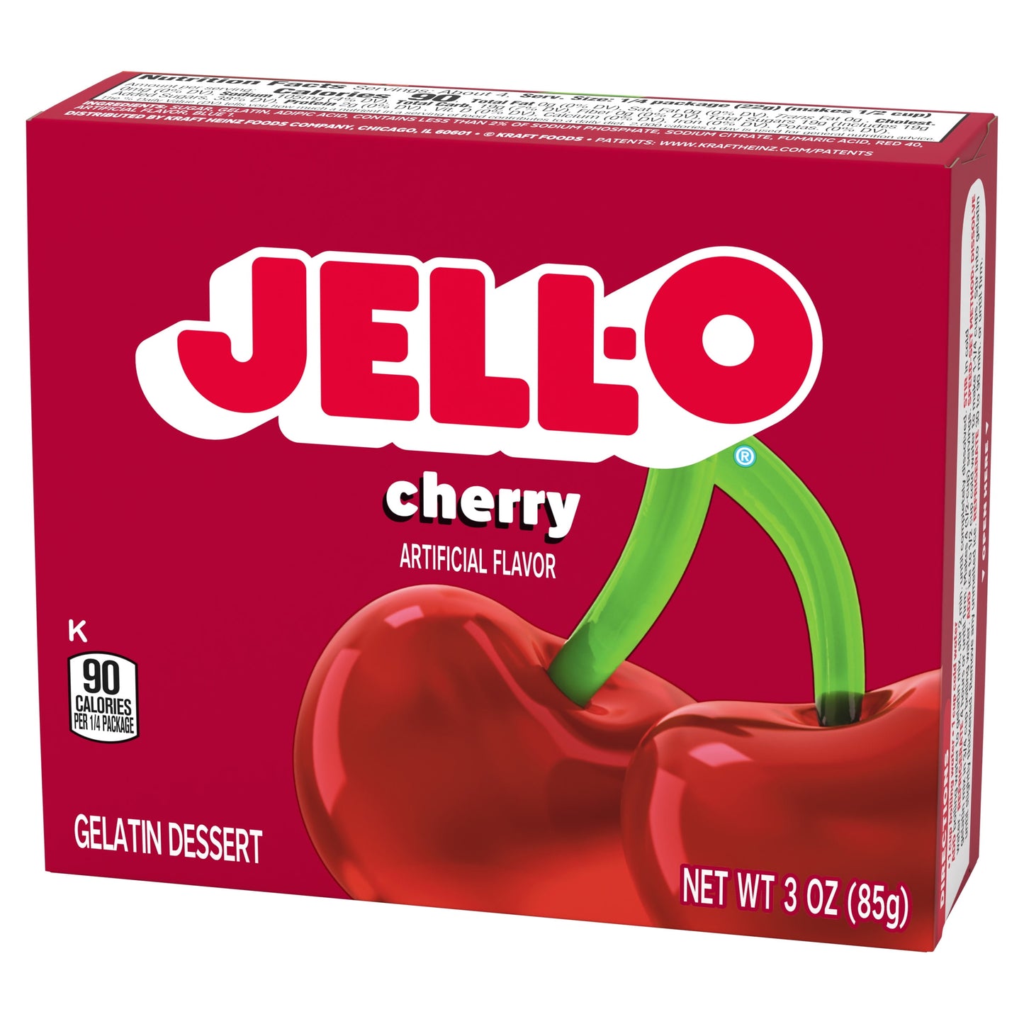 Jell-O Cherry Artificially Flavored Gelatin Dessert Mix, 3 oz Box