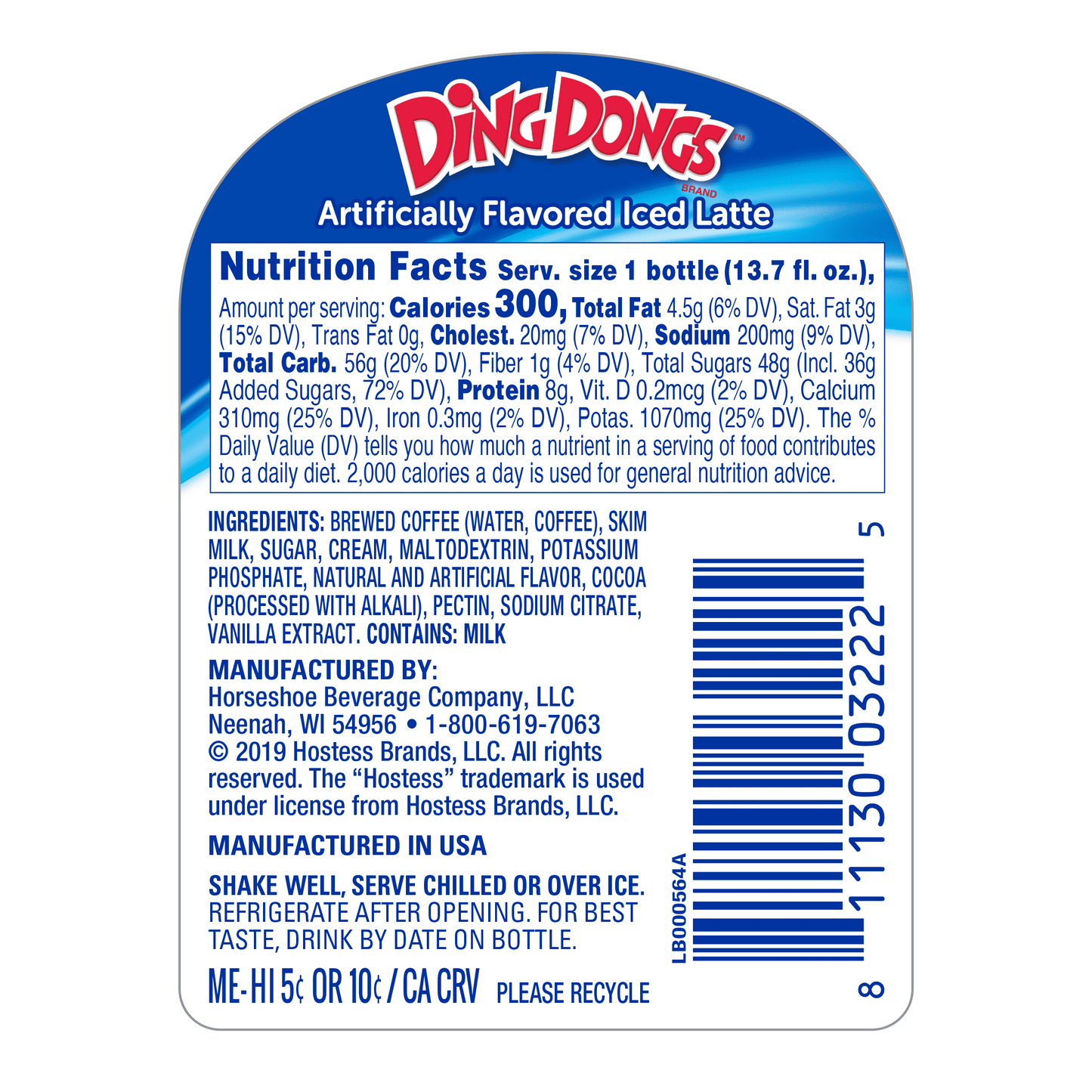 Hostess Ding Dongs Iced Latte Ready-to-Drink Coffee, 13.7 fl oz