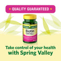 Spring Valley Biotin Hair/Skin/Nails Health Dietary Supplement Softgels, 5,000 mcg, 120 Count