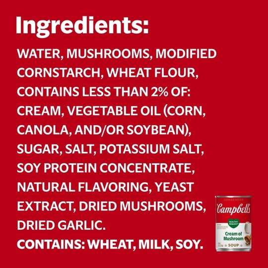 Campbell's Condensed Healthy Request Cream of Mushroom Soup, 10.5 Ounce Can