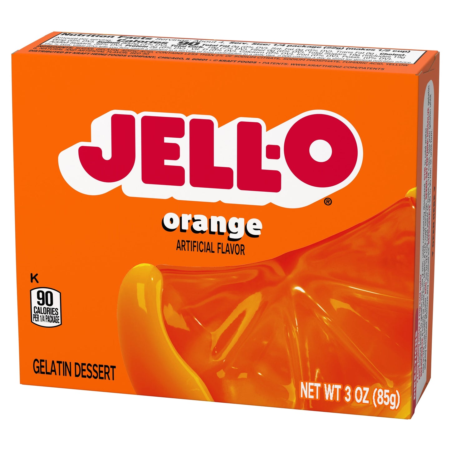 Jell-O Orange Artificially Flavored Gelatin Dessert Mix, 3 oz Box