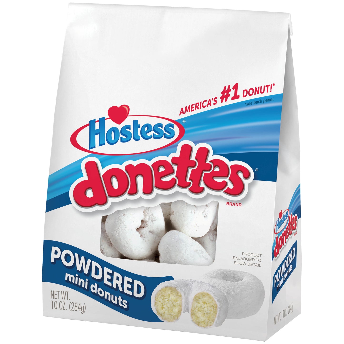 HOSTESS Powdered DONETTES Bag, Powdered Sugar Mini Donuts - 10 oz