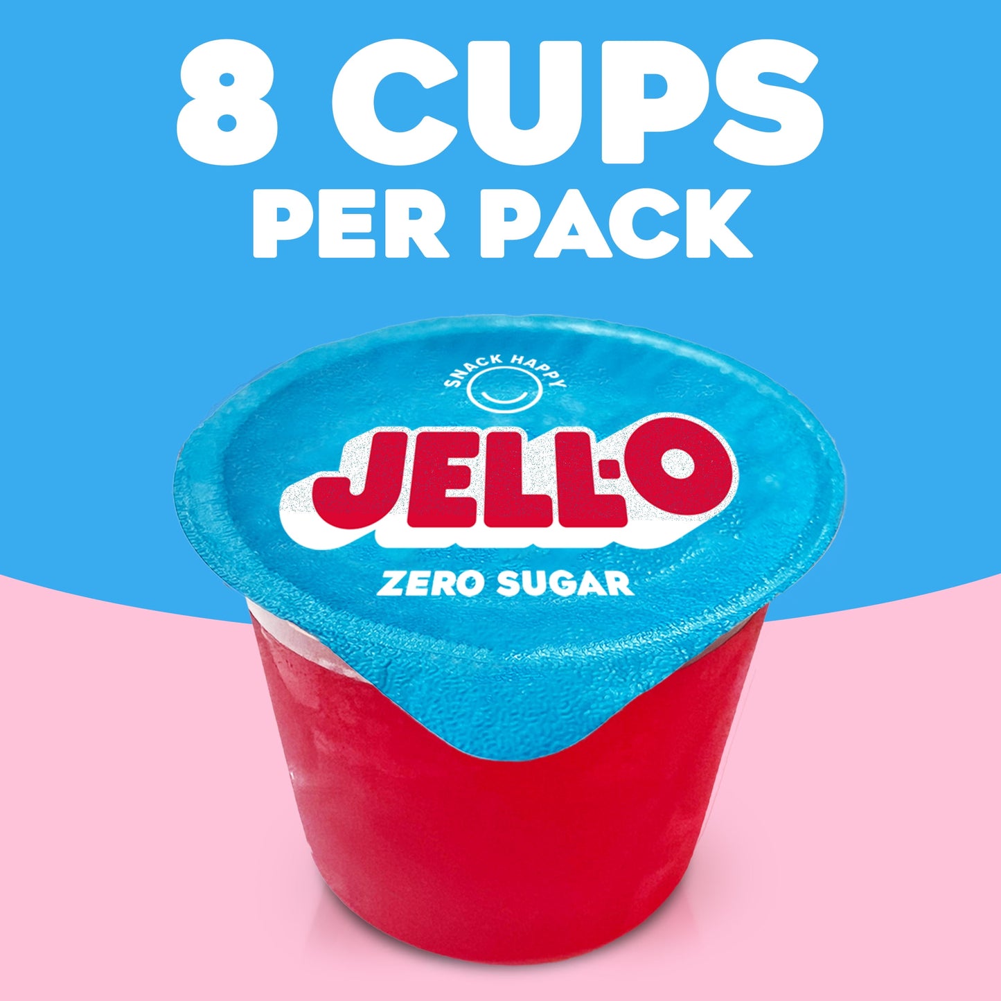 Jell-O Strawberry Sugar Free Jello Cups Gelatin Snack Value Pack, 8 Ct Cups