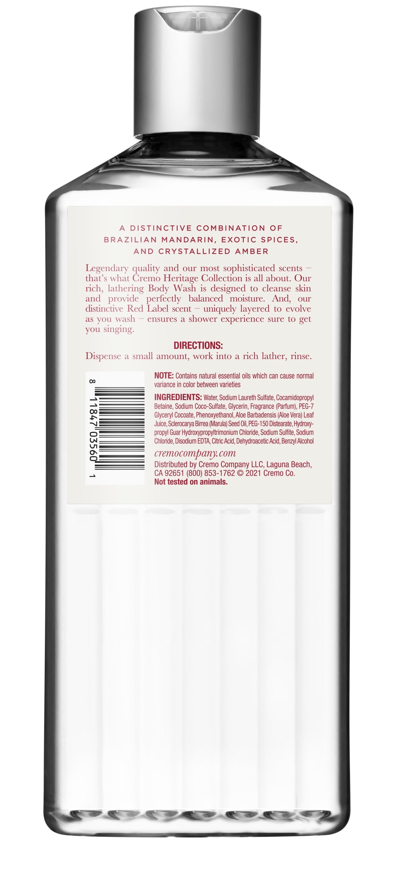 Cremo Heritage Red Collection Body Wash, 160z.