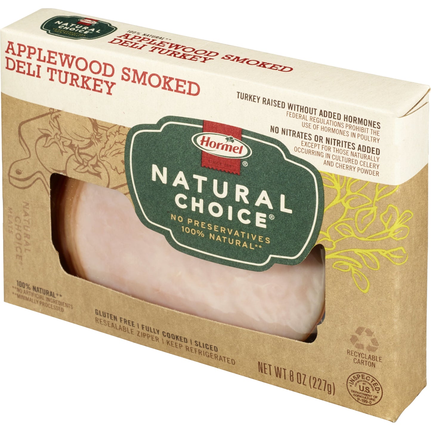 HORMEL NATURAL CHOICE Sliced Applewood Smoked Deli Turkey Lunch Meat, 8 oz Plastic Package