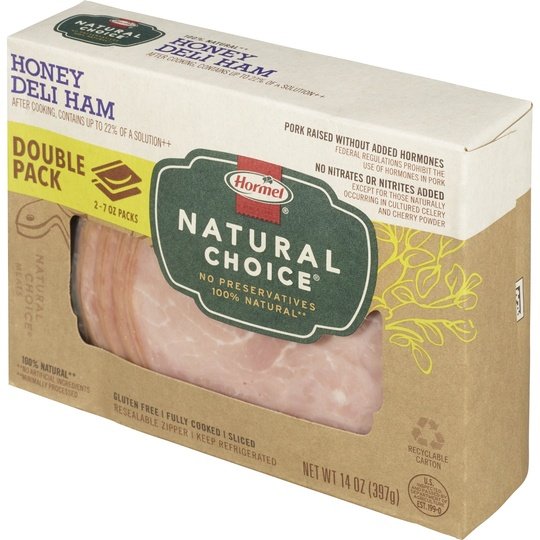 HORMEL NATURAL CHOICE Sliced Honey Deli Pork Ham Lunch Meat, 14 oz Plastic Package