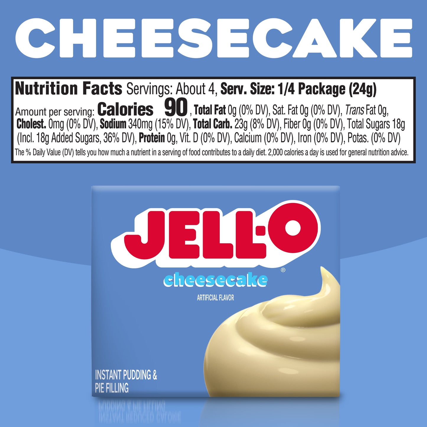 Jell-O Cheesecake Artificially Flavored Instant Pudding & Pie Filling Mix, 3.4 oz Box