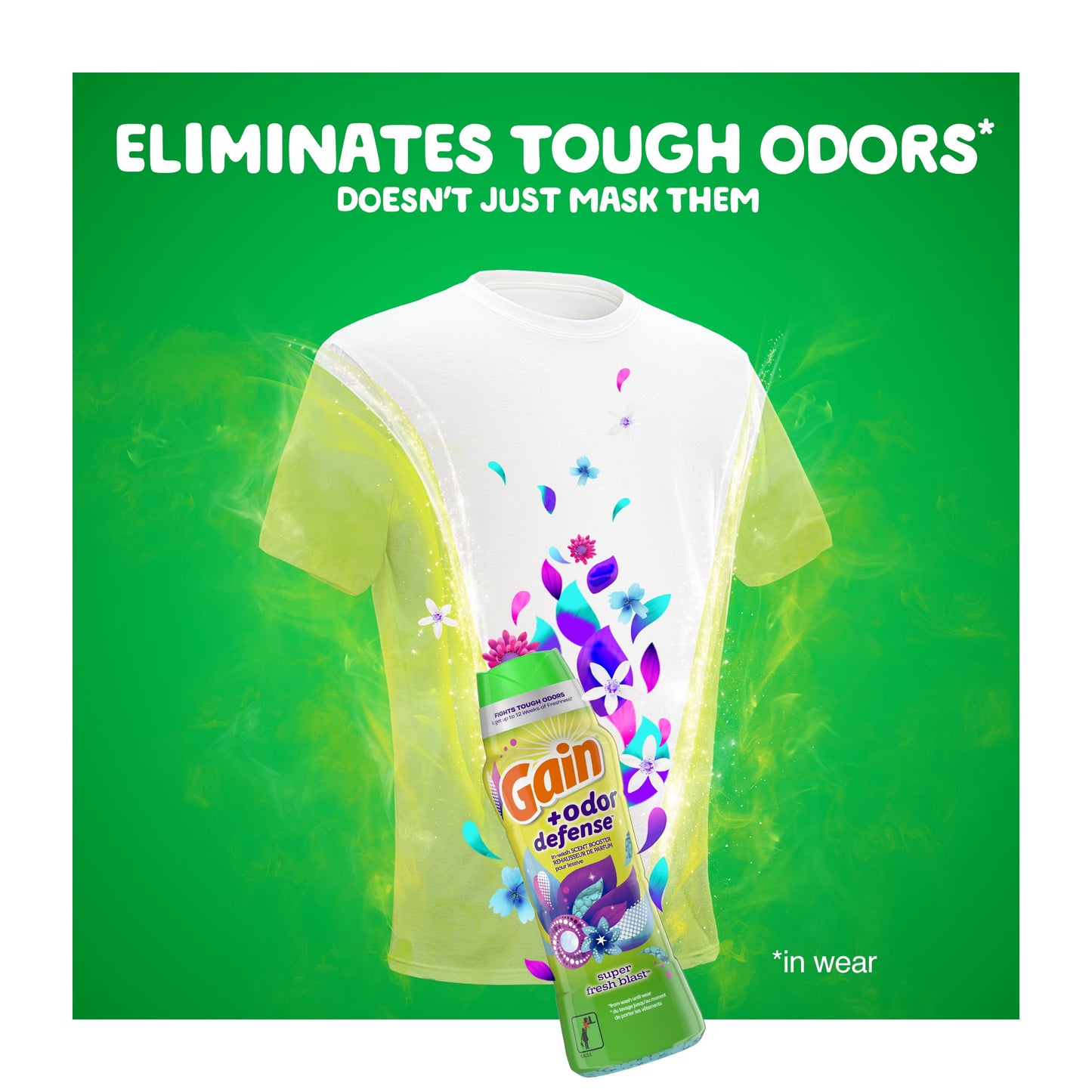 Gain + Odor Defense In-Wash Scent Booster, Super Fresh Blast Scent, 24 oz